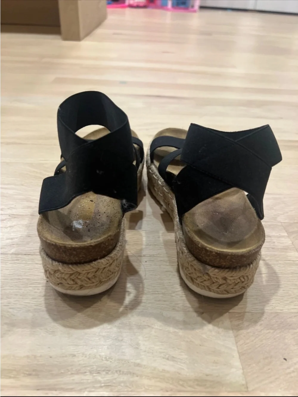 Steve Madden Black Espadrille Platform Sandals